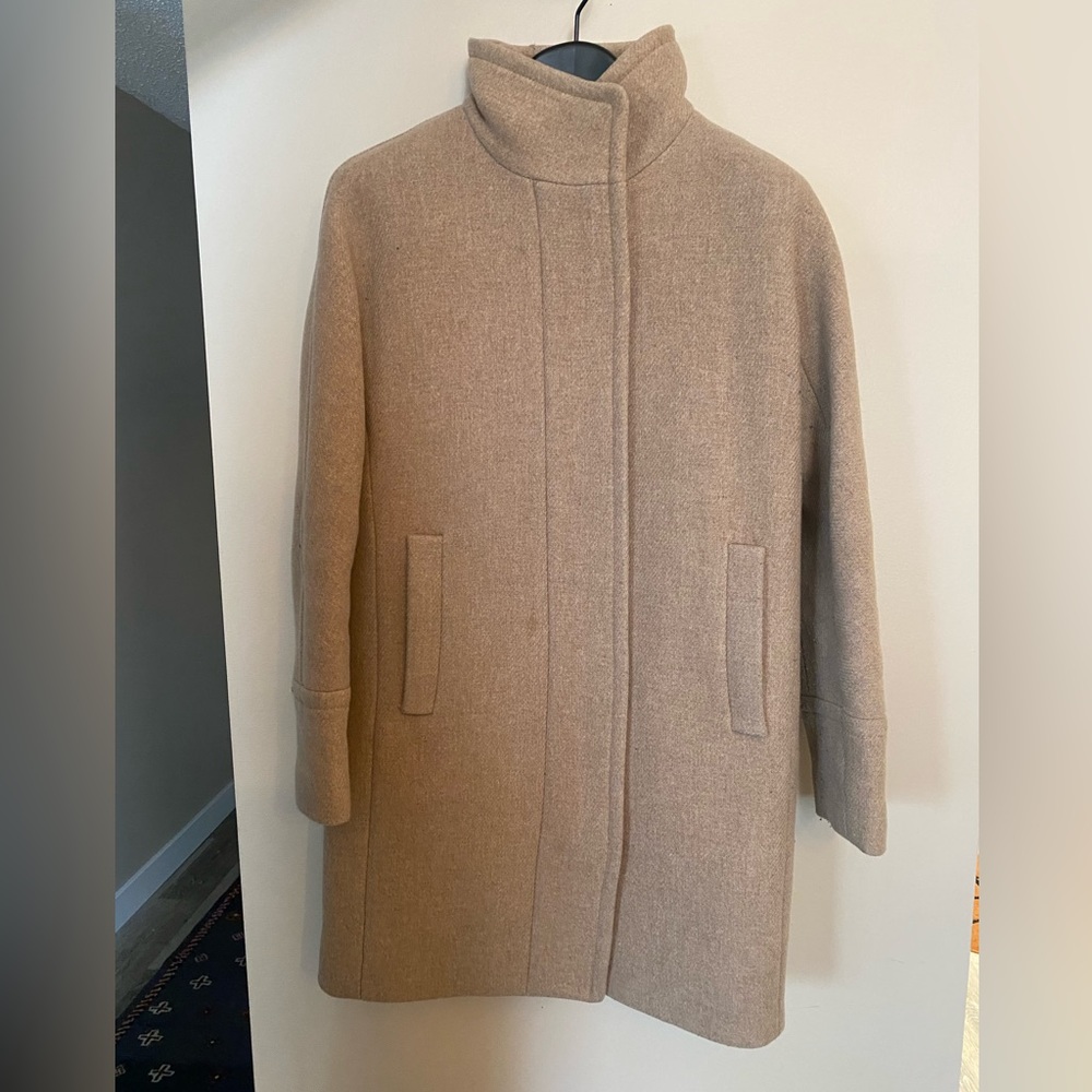 J crew cacoon coat camel size 0